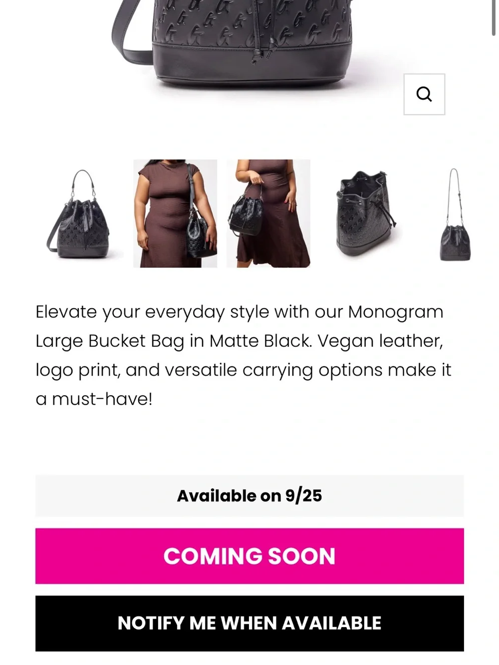 Glamaholic Lifestyle Black Matte Large Bucket Bag